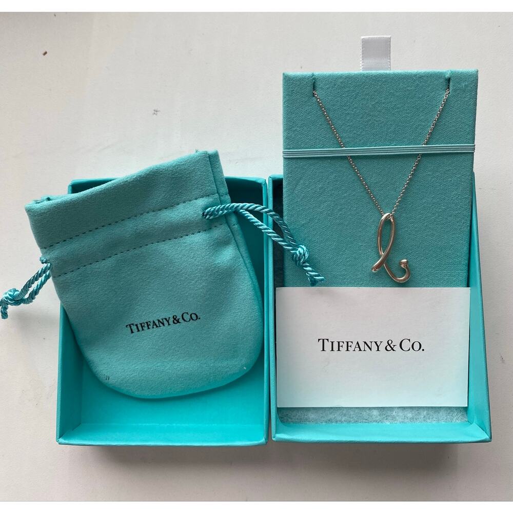 New Tiffany & Co. Elsa Peretti Letter B Pendant Necklace Sterling Silver 16"